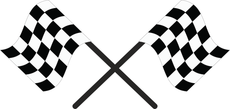 Crossed chequered racing flags